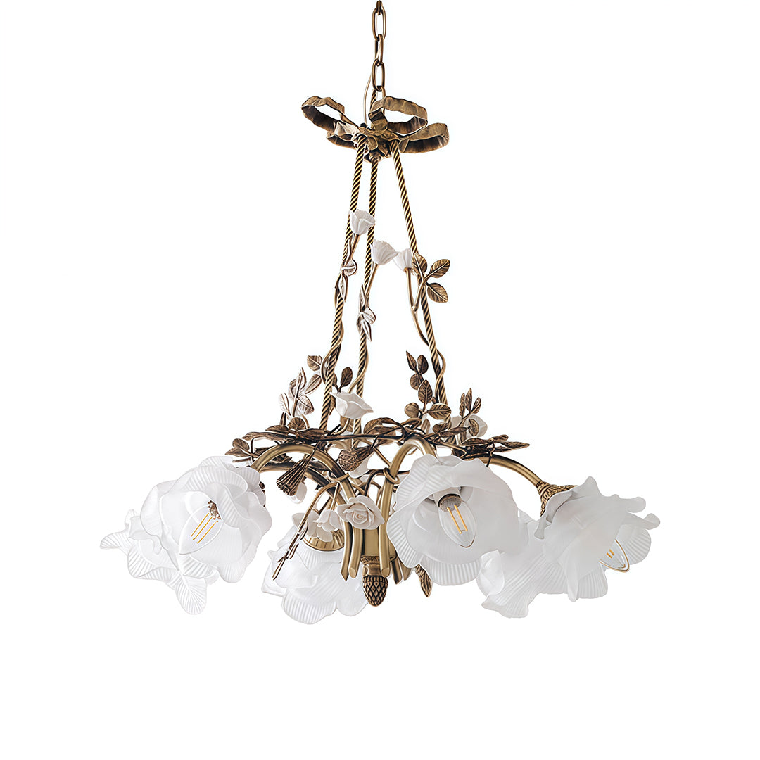 Erato - Brass and Glass Flower Chandelier