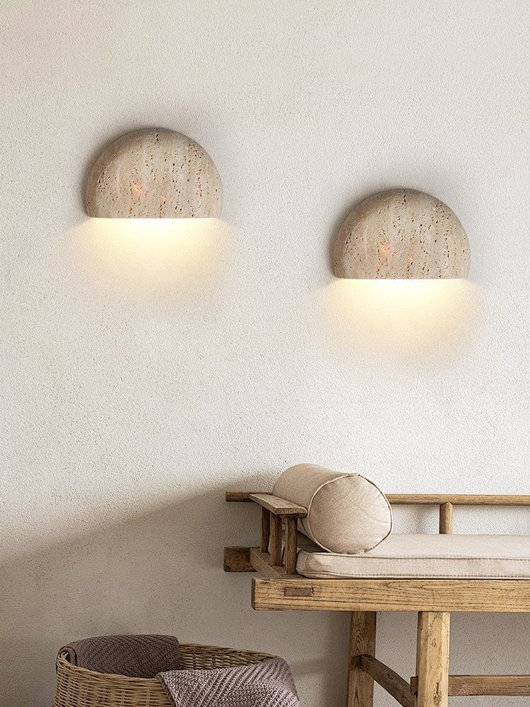 Peitho - Travertine Bowl Wall Light
