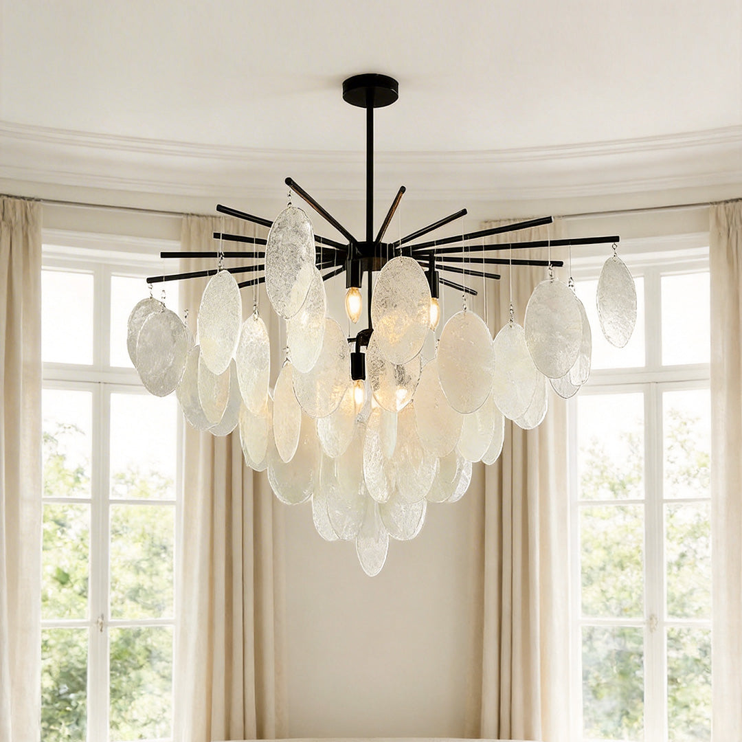 Pyrrha - Matte Black and Clear Glass Chandelier