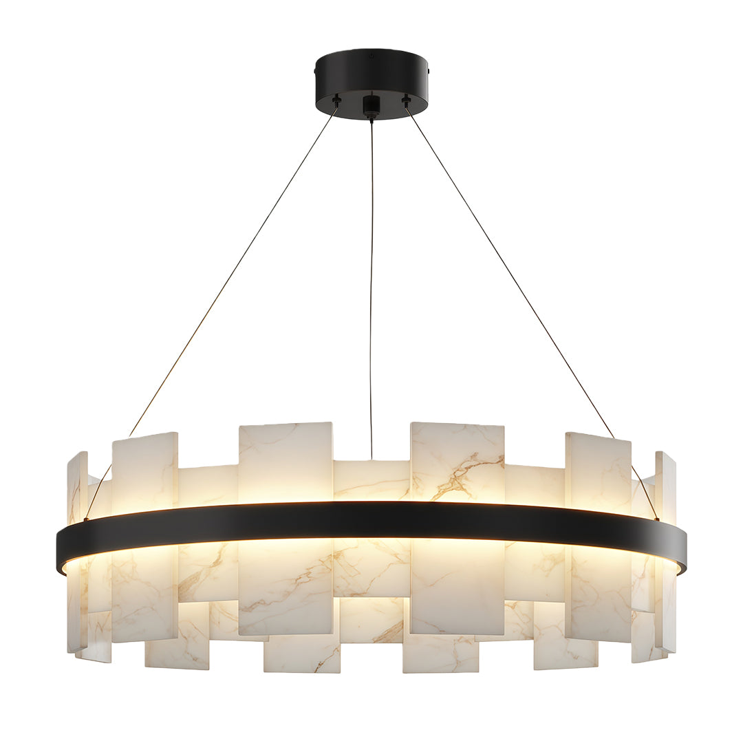 Elara - Brass and Stone Ring Chandelier