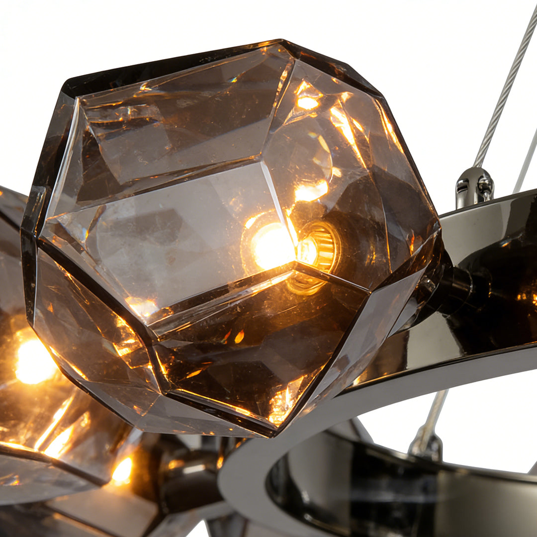 Alekto - Black Ring Chandelier with Glass Shades