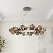 Alekto - Black Ring Chandelier with Glass Shades