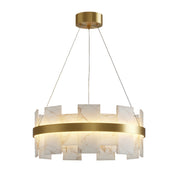 Elara - Brass and Stone Ring Chandelier