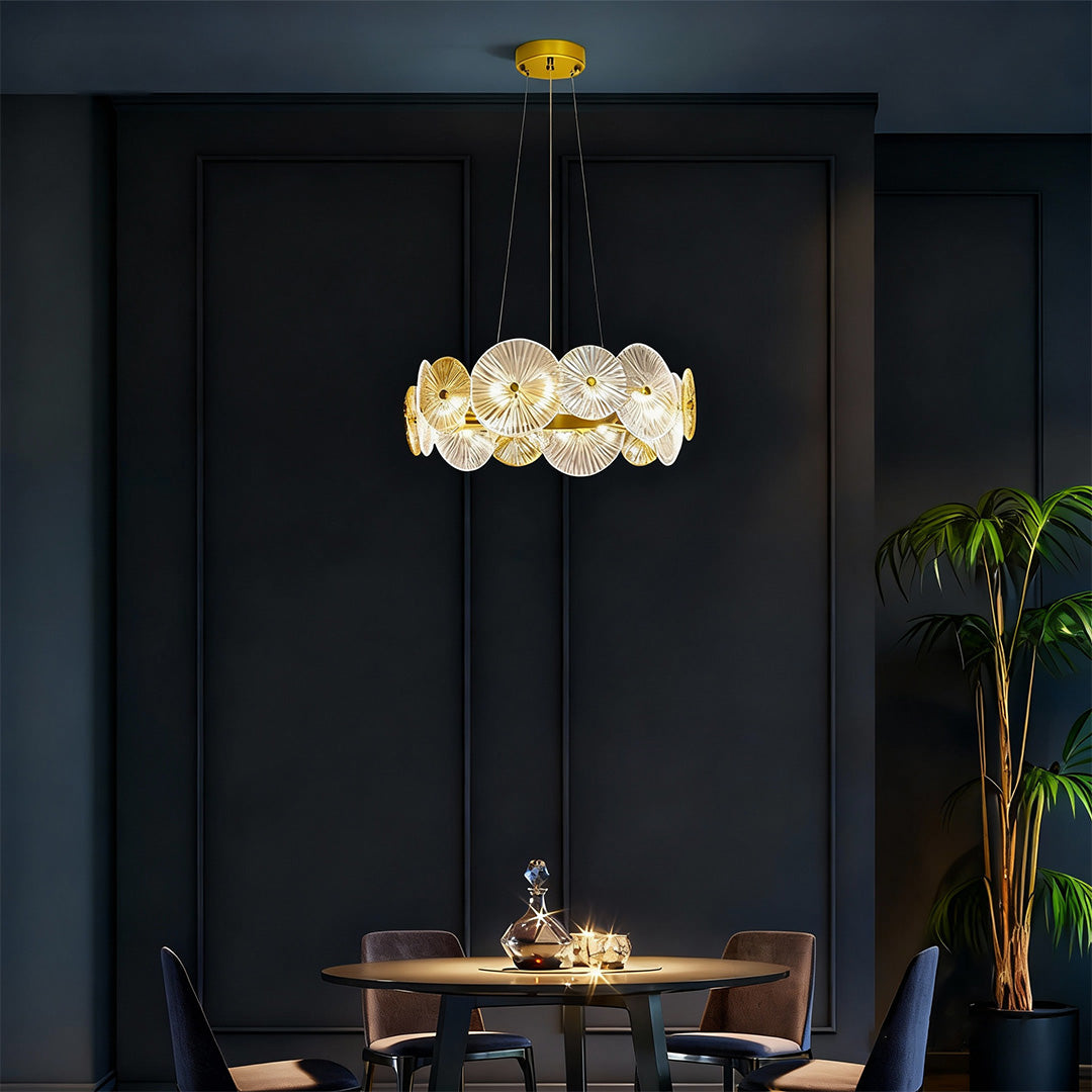 Bakchylides - Brass Frame Glass Chandelier