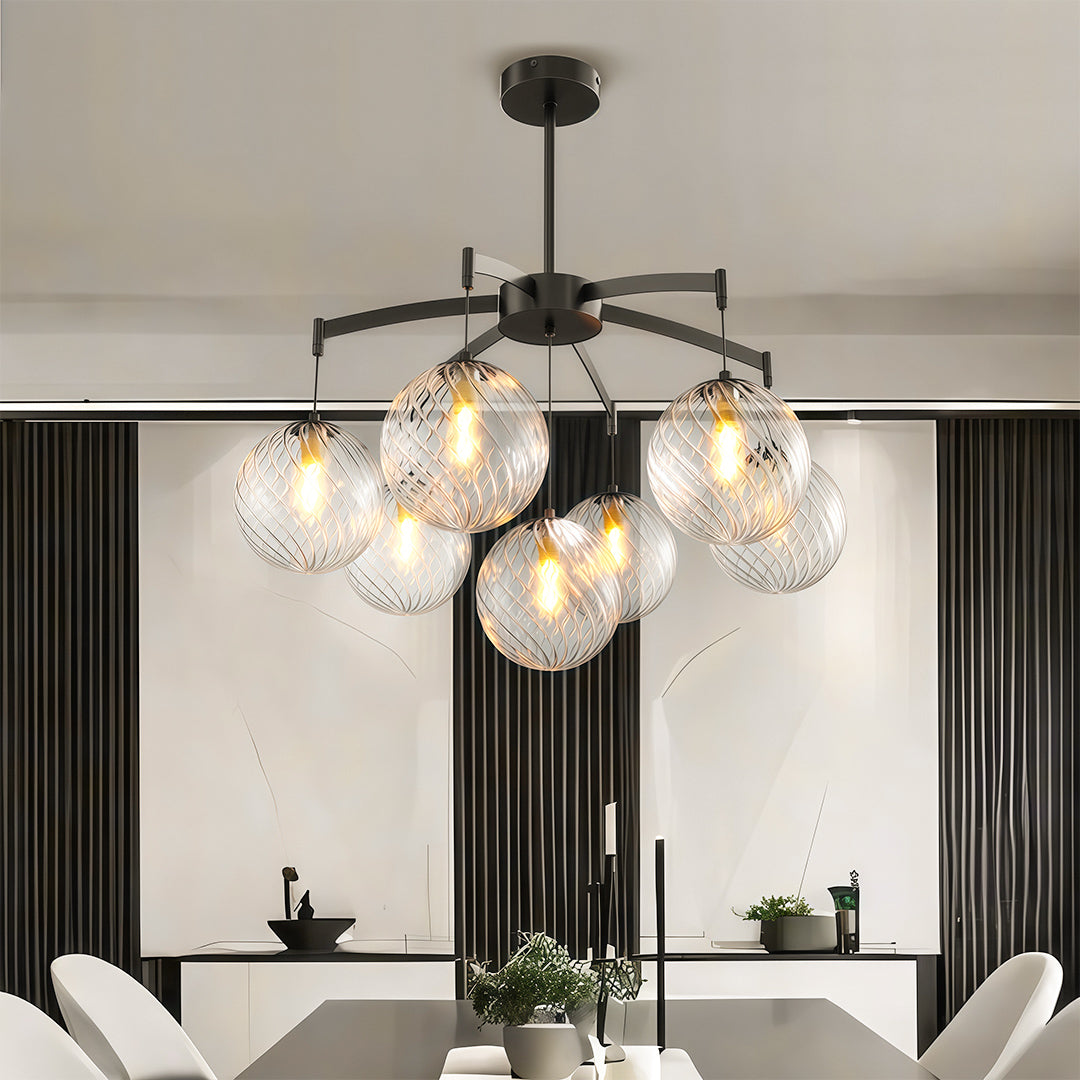 Lysandra - Brass and Glass Globe Chandelier