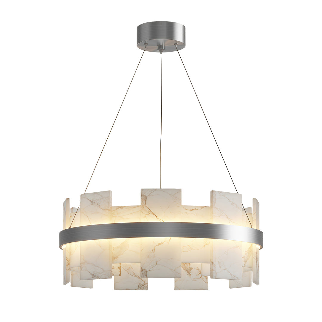 Elara - Brass and Stone Ring Chandelier