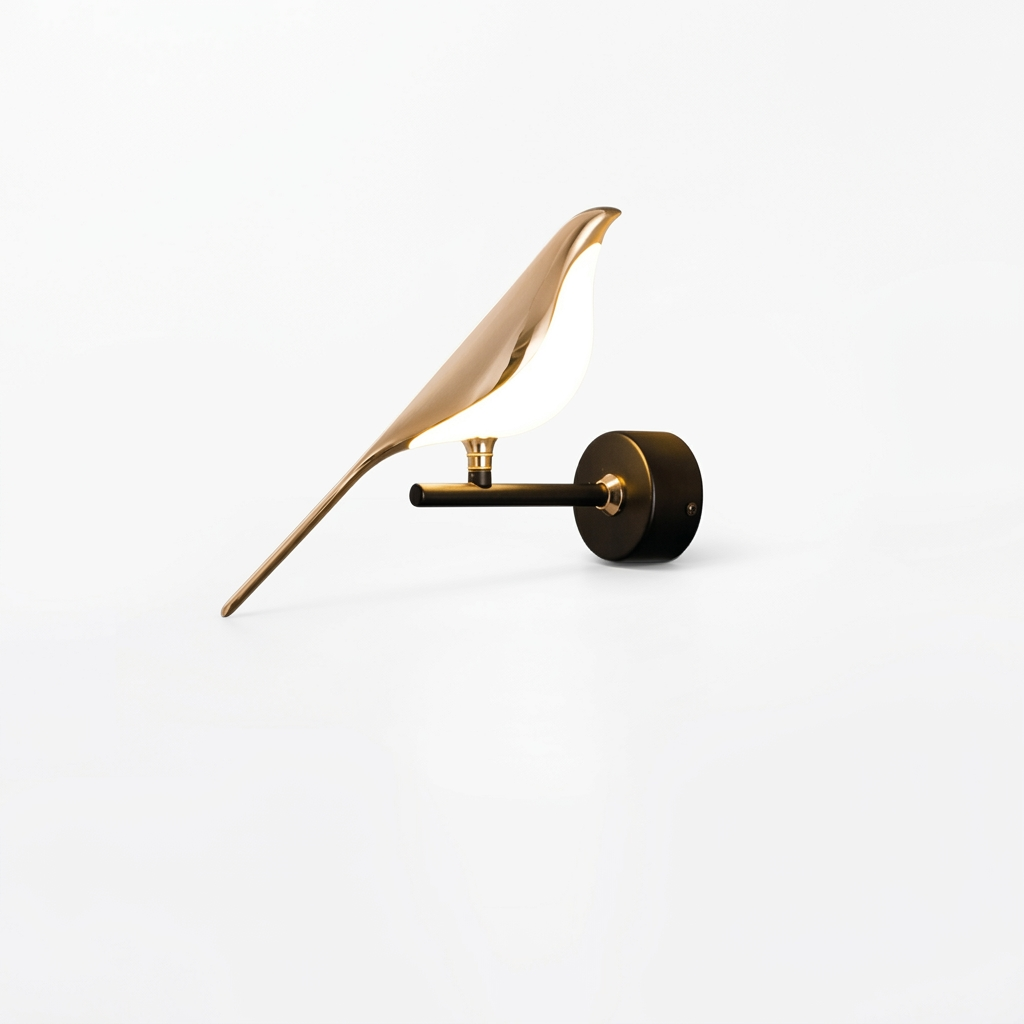 Elara - Nordic Magpie Golden Bird Wall Light