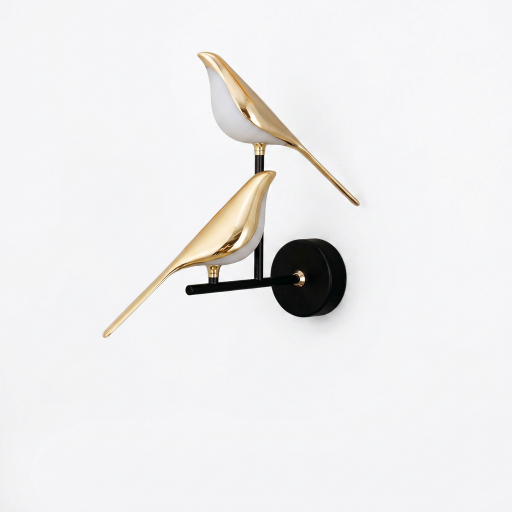Elara - Nordic Magpie Golden Bird Wall Light