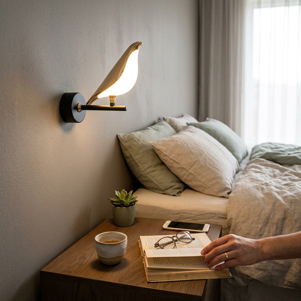 Elara - Nordic Magpie Golden Bird Wall Light