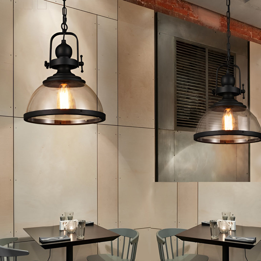 Iris - Clear Glass Dome Pendant Light