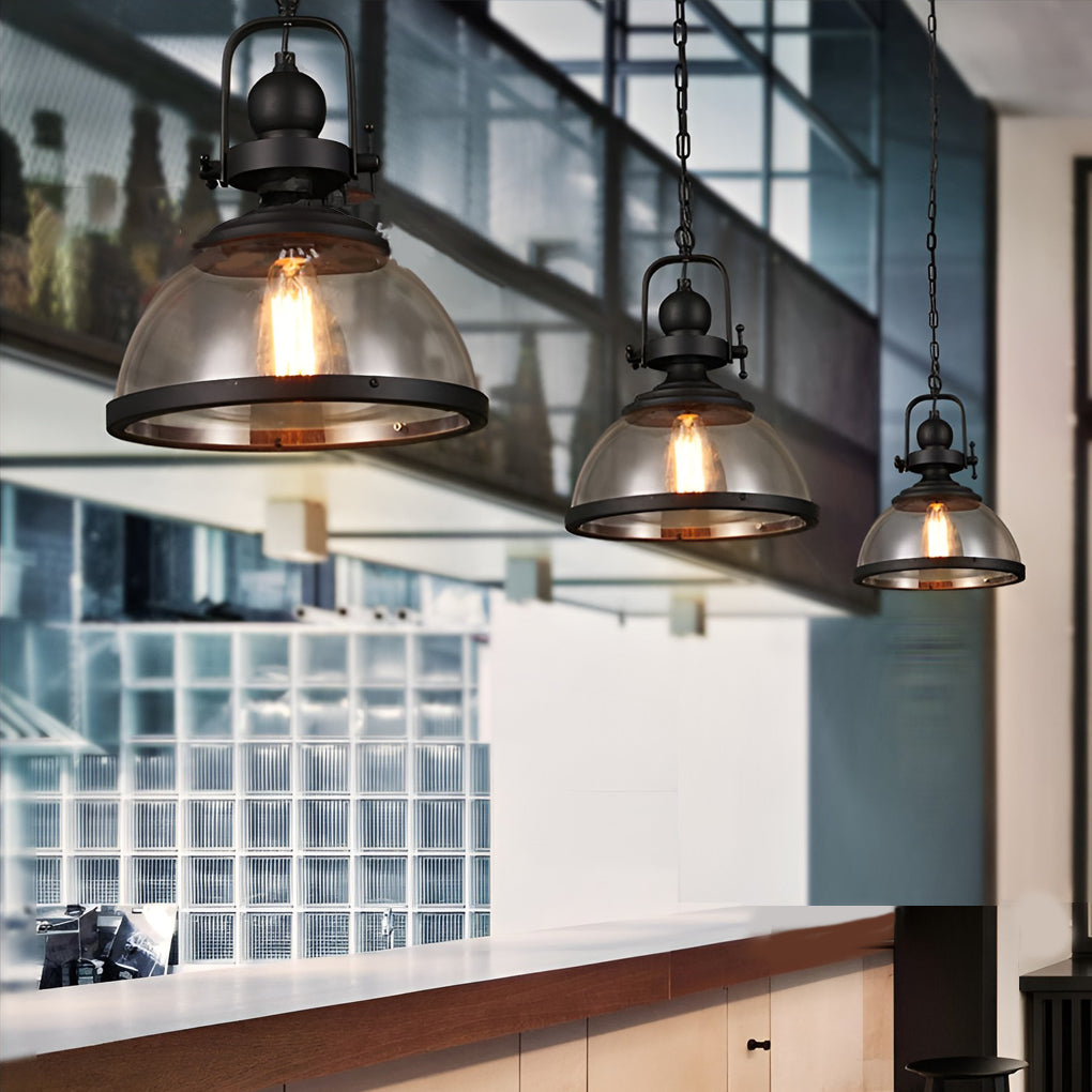 Iris - Clear Glass Dome Pendant Light