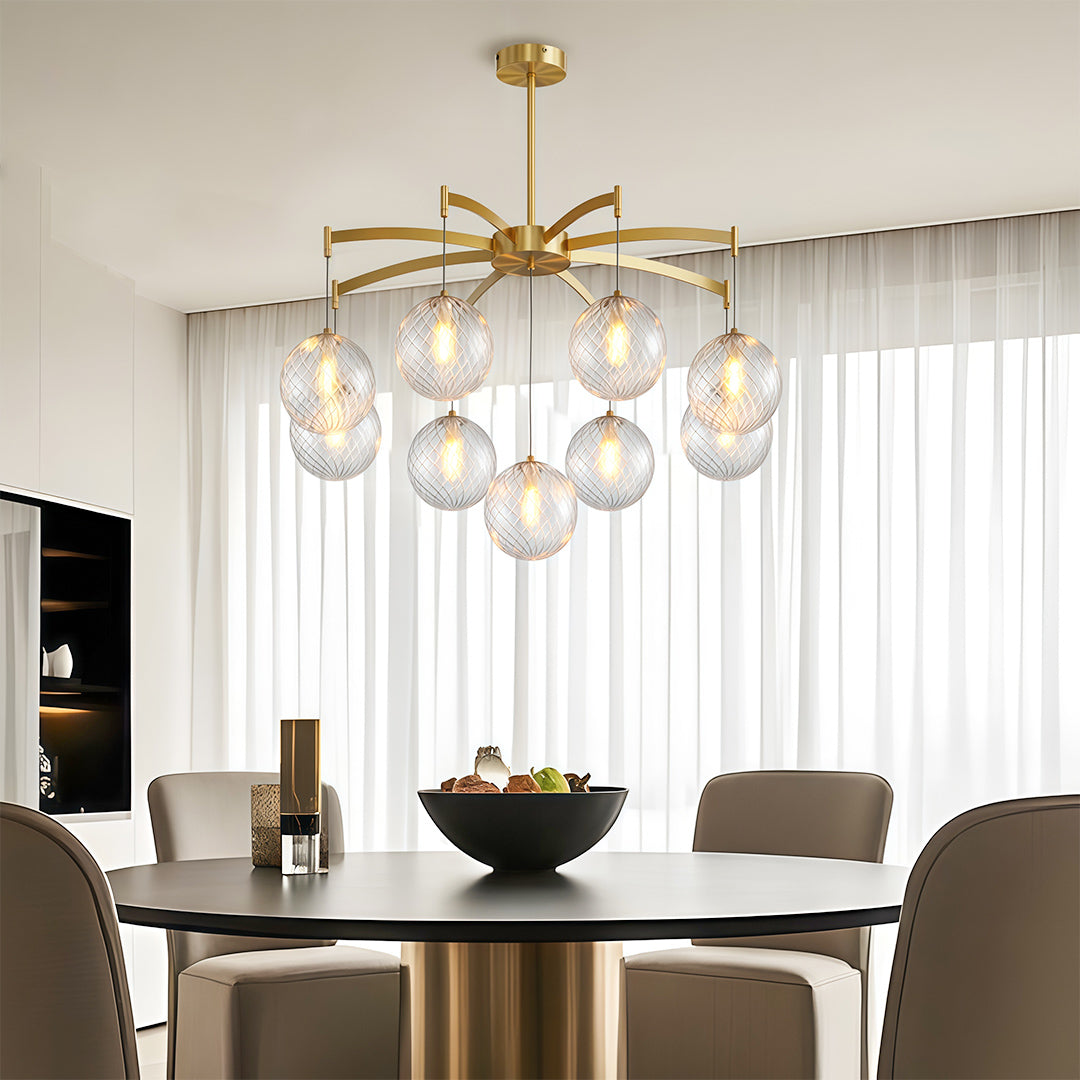 Lysandra - Brass and Glass Globe Chandelier