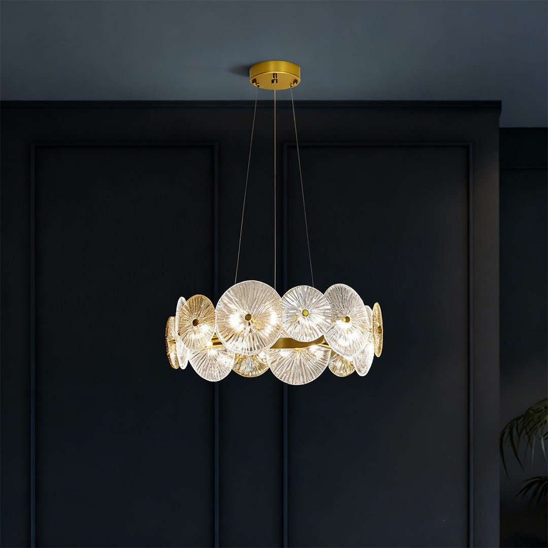 Bakchylides - Brass Frame Glass Chandelier
