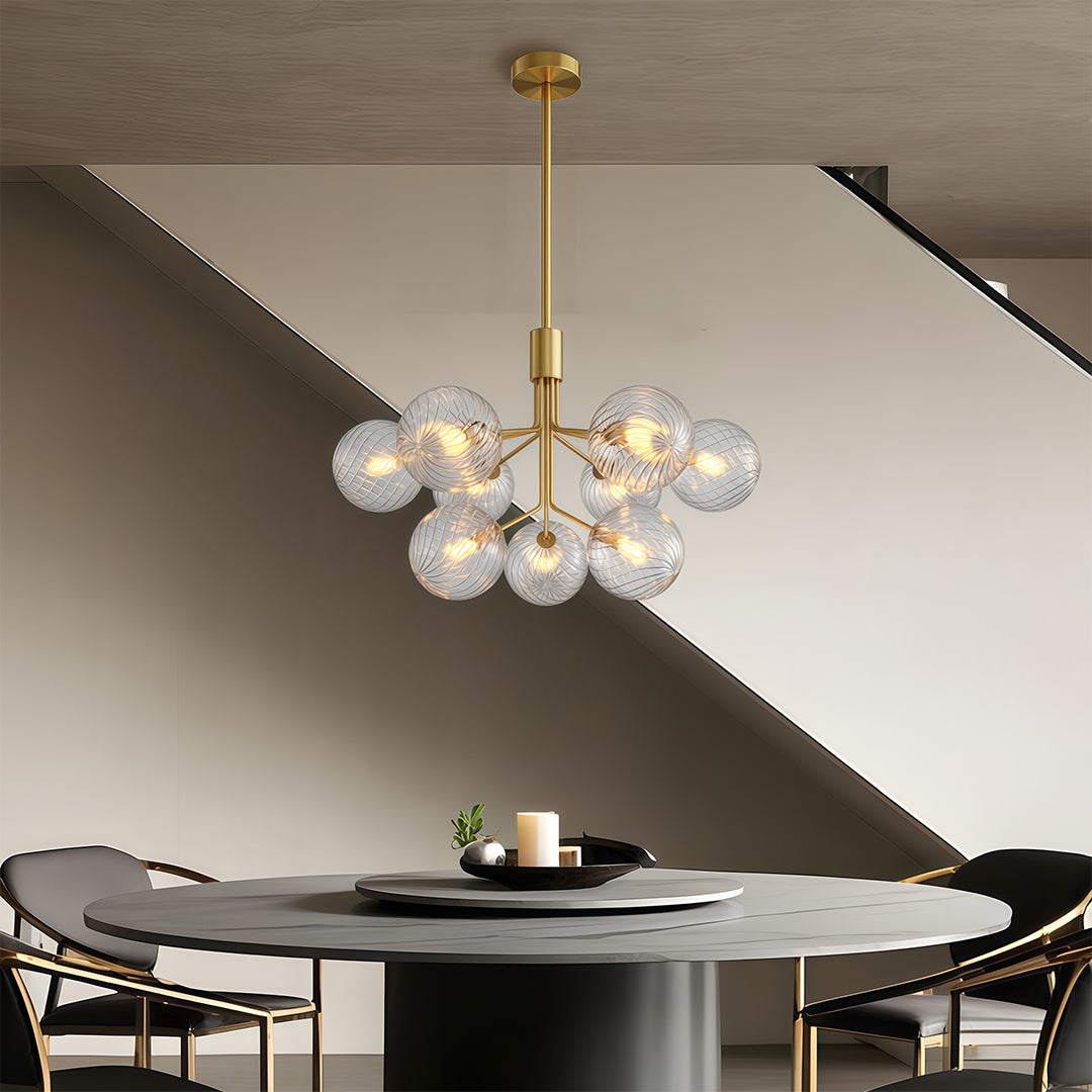 Cassia - Solid Copper Glass Ball Chandelier
