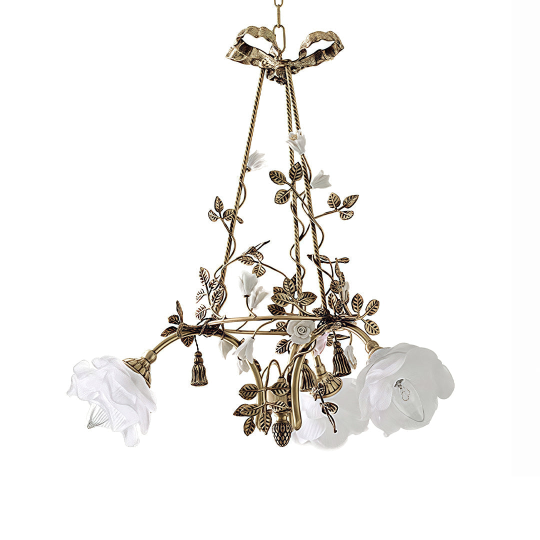 Erato - Brass and Glass Flower Chandelier