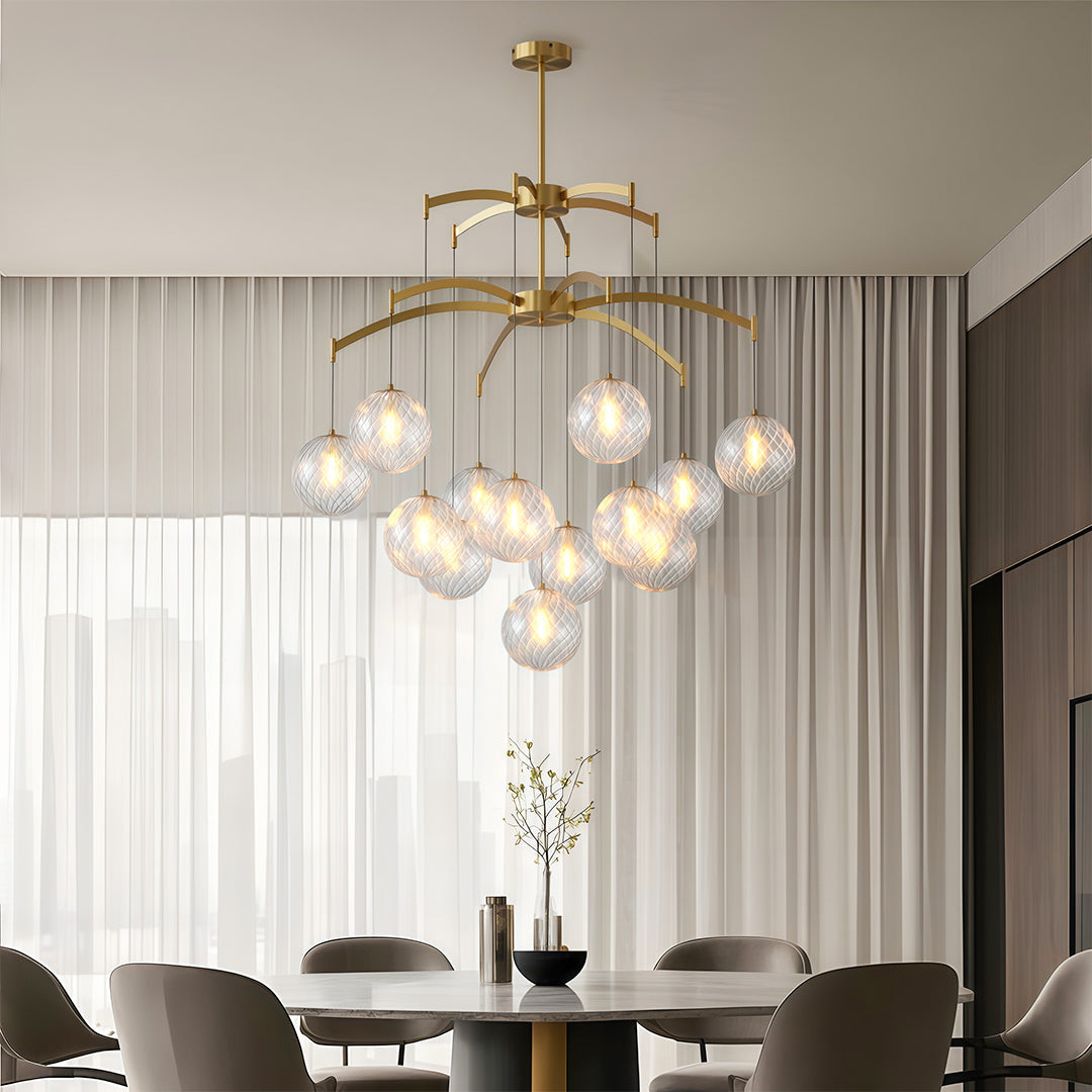 Lysandra - Brass and Glass Globe Chandelier
