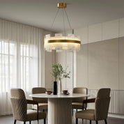 Elara - Brass and Stone Ring Chandelier