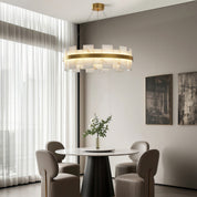 Elara - Brass and Stone Ring Chandelier