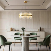 Elara - Brass and Stone Ring Chandelier