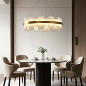 Elara - Brass and Stone Ring Chandelier