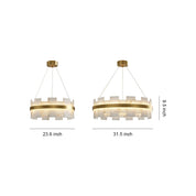Elara - Brass and Stone Ring Chandelier