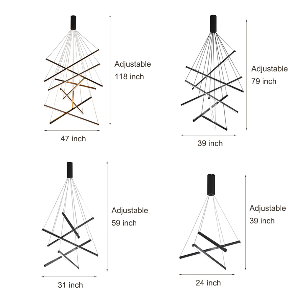 Pheres - Black Crossed Arm LED Chandelier