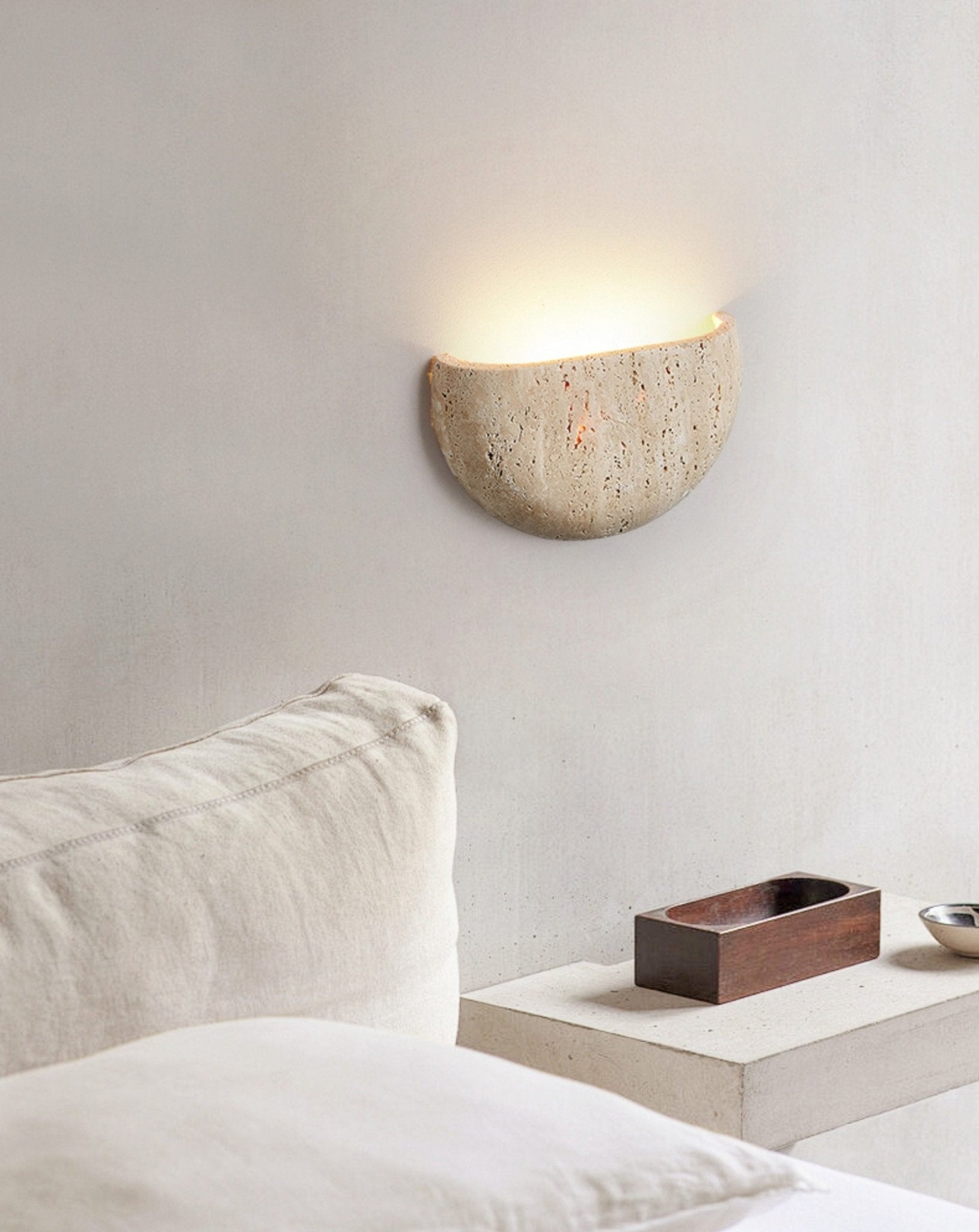 Peitho - Travertine Bowl Wall Light