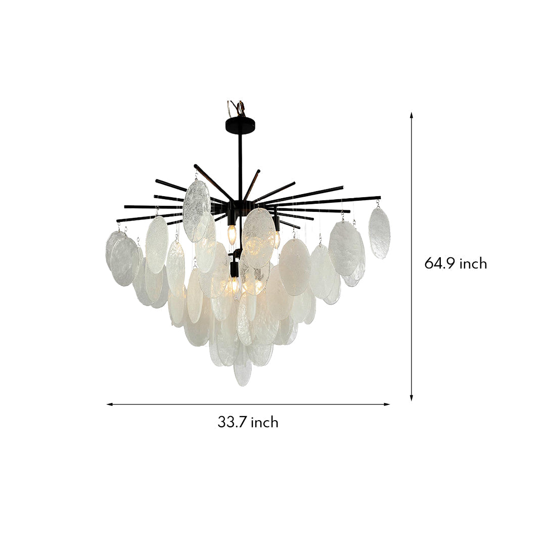 Pyrrha - Matte Black and Clear Glass Chandelier