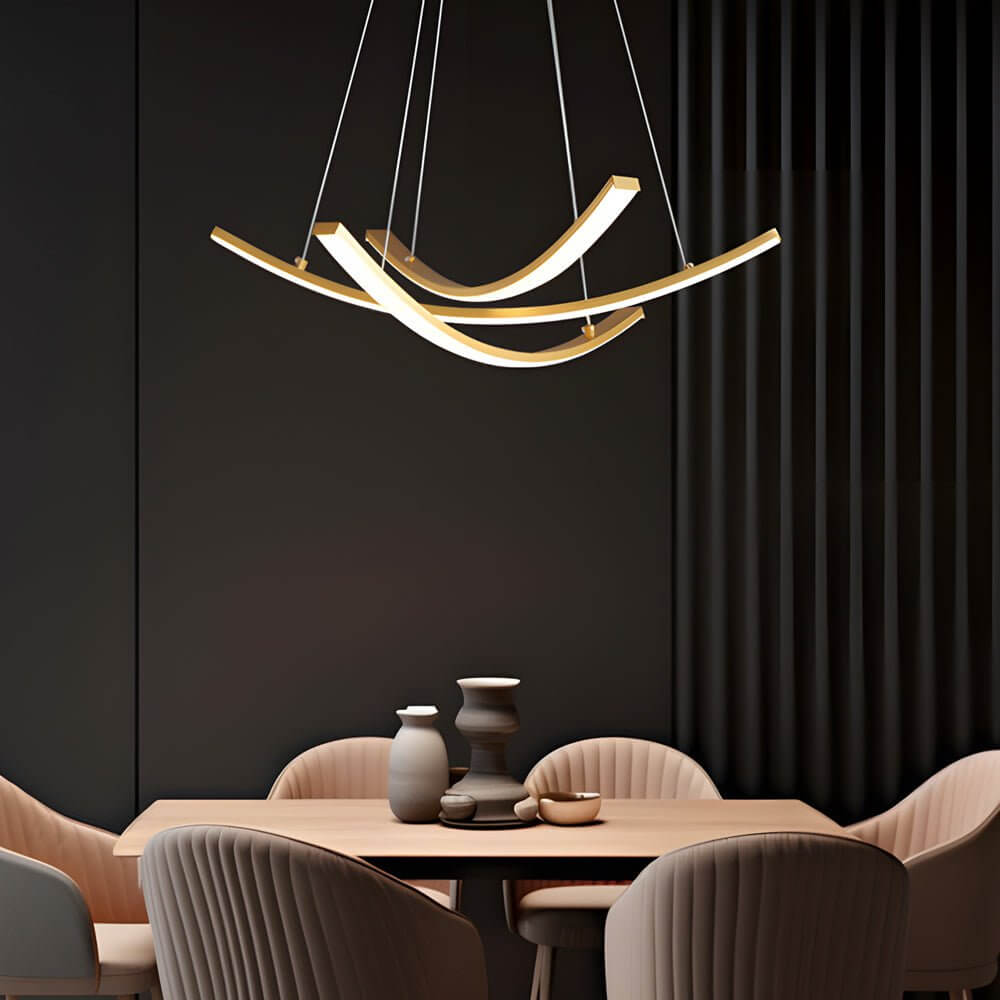 Isadora - Curved Copper Strip LED Pendant