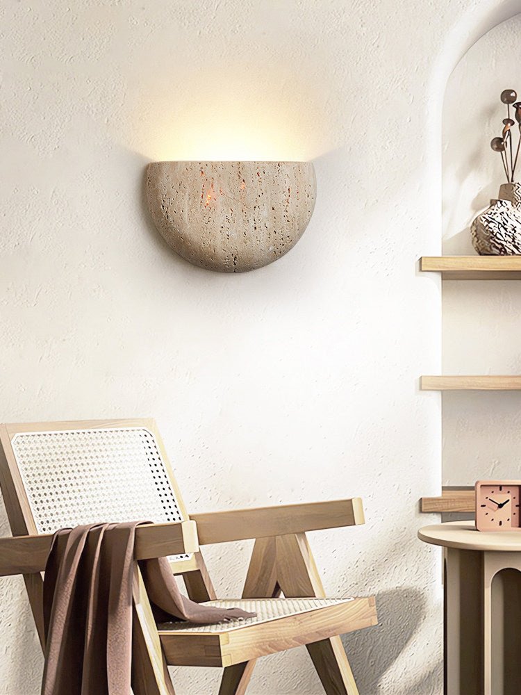 Peitho - Travertine Bowl Wall Light