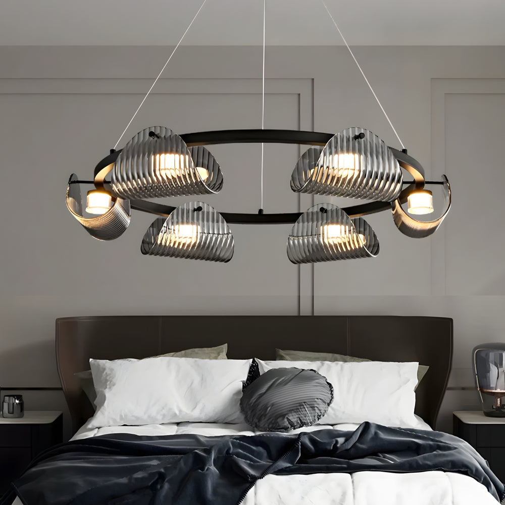 Alkmaion - Ribbed Glass Ring Chandelier