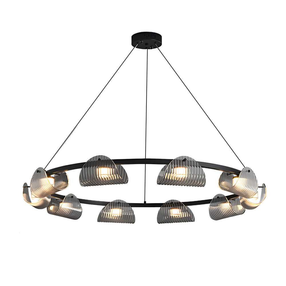 Alkmaion - Ribbed Glass Ring Chandelier