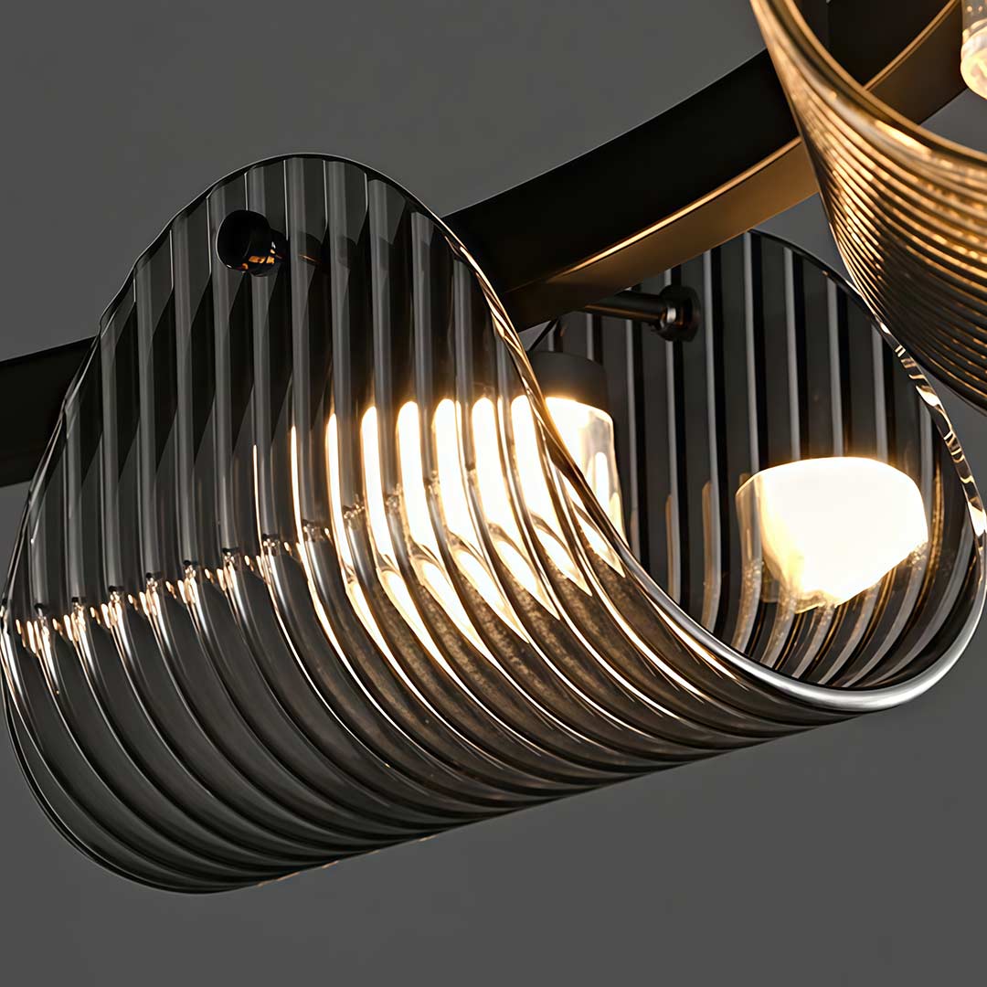 Alkmaion - Ribbed Glass Ring Chandelier