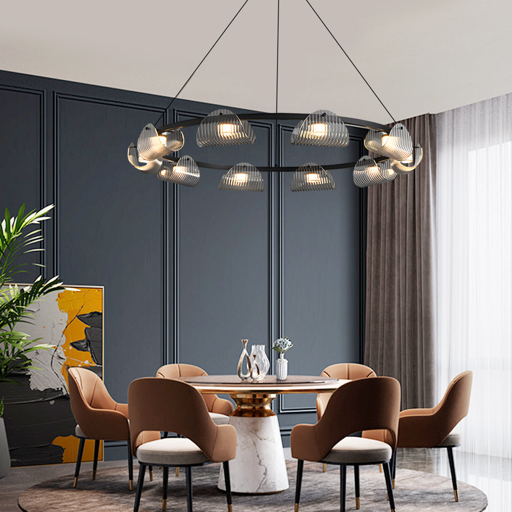 Alkmaion - Ribbed Glass Ring Chandelier