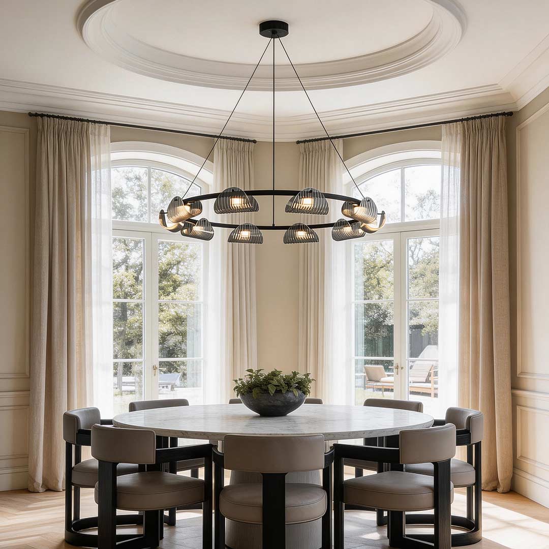 Alkmaion - Ribbed Glass Ring Chandelier