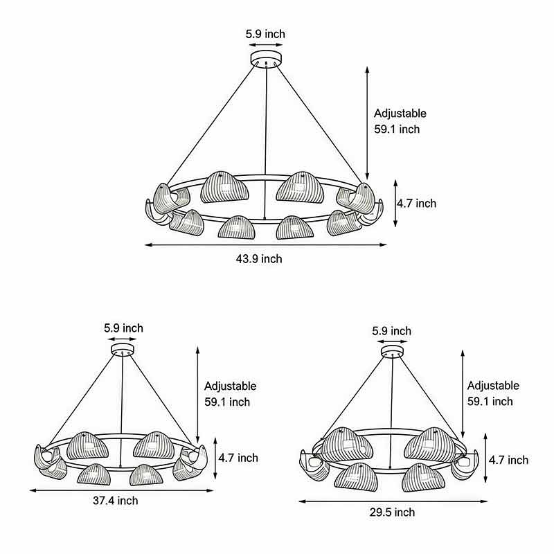 Alkmaion - Ribbed Glass Ring Chandelier