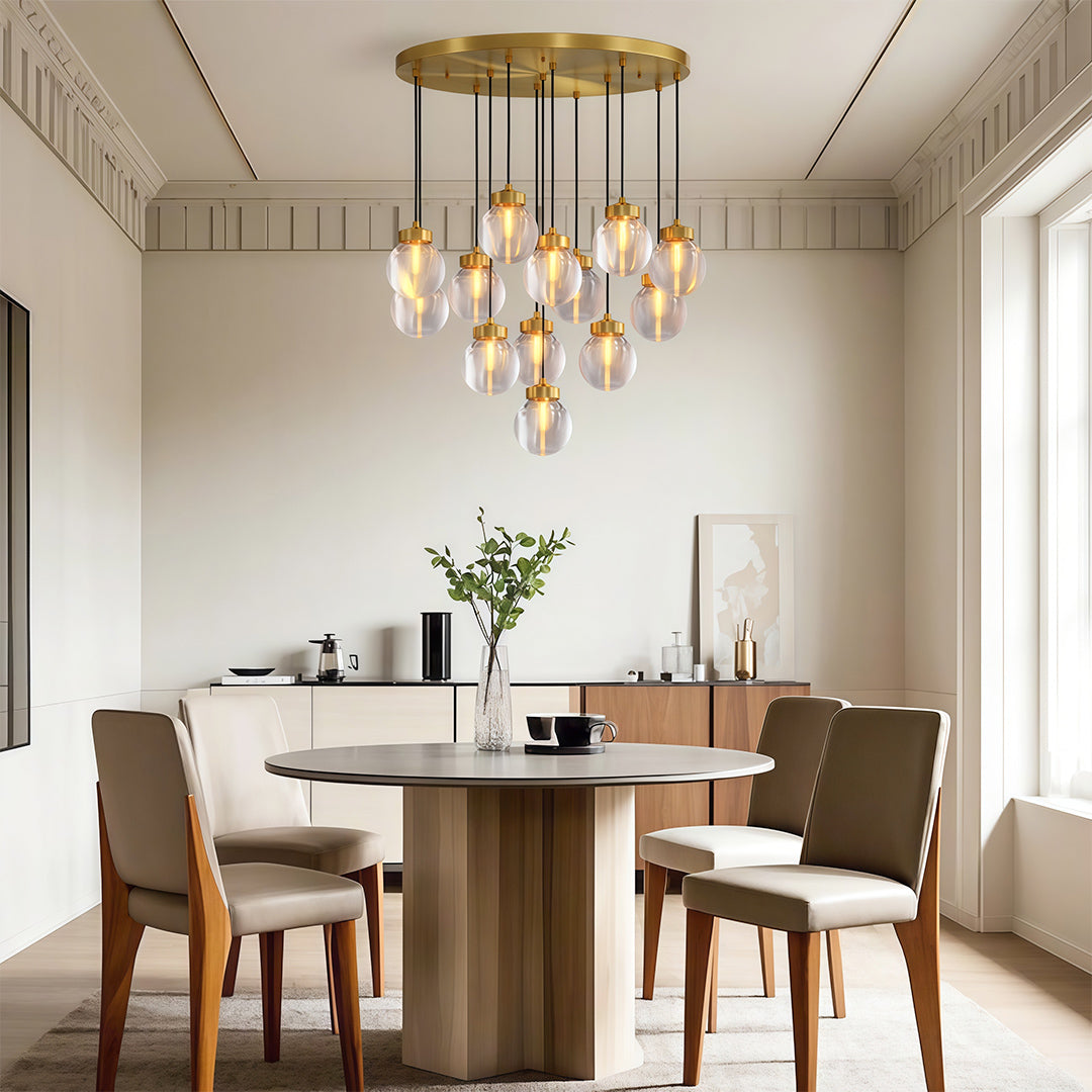 Aglaia - Brass and Glass Globe Chandelier