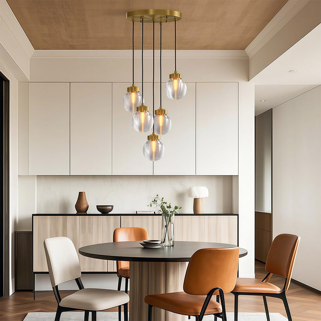 Aglaia - Brass and Glass Globe Chandelier