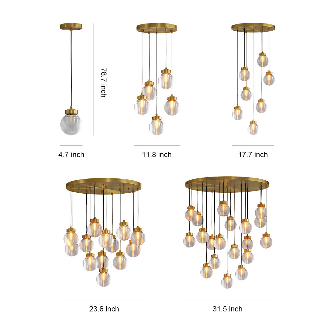 Aglaia - Brass and Glass Globe Chandelier