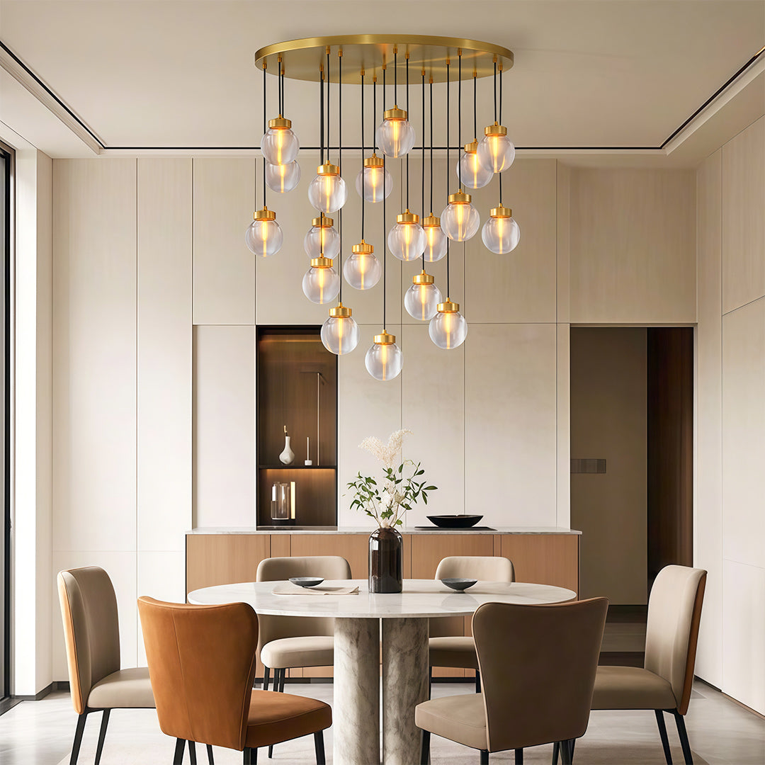 Aglaia - Brass and Glass Globe Chandelier