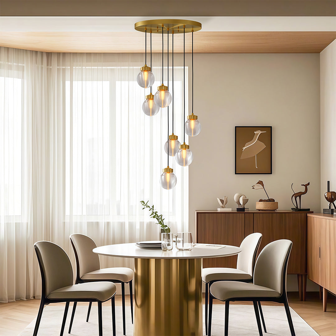 Aglaia - Brass and Glass Globe Chandelier