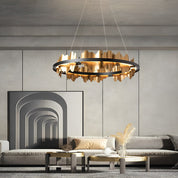 Danae - Metal Leaf Round Chandelier