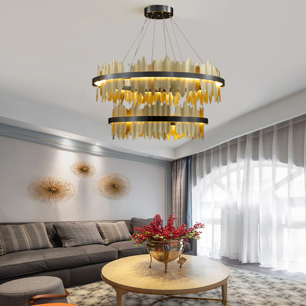 Danae - Metal Leaf Round Chandelier