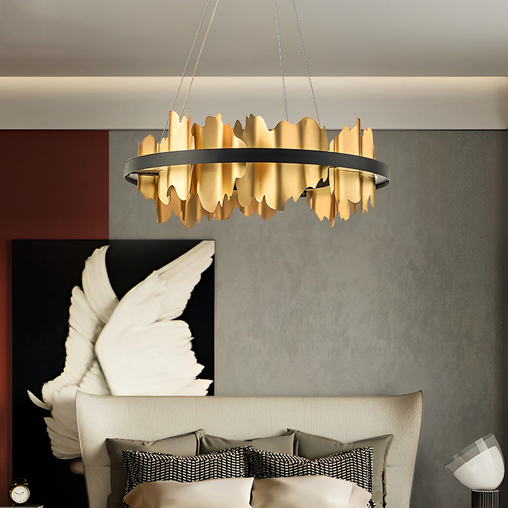 Danae - Metal Leaf Round Chandelier