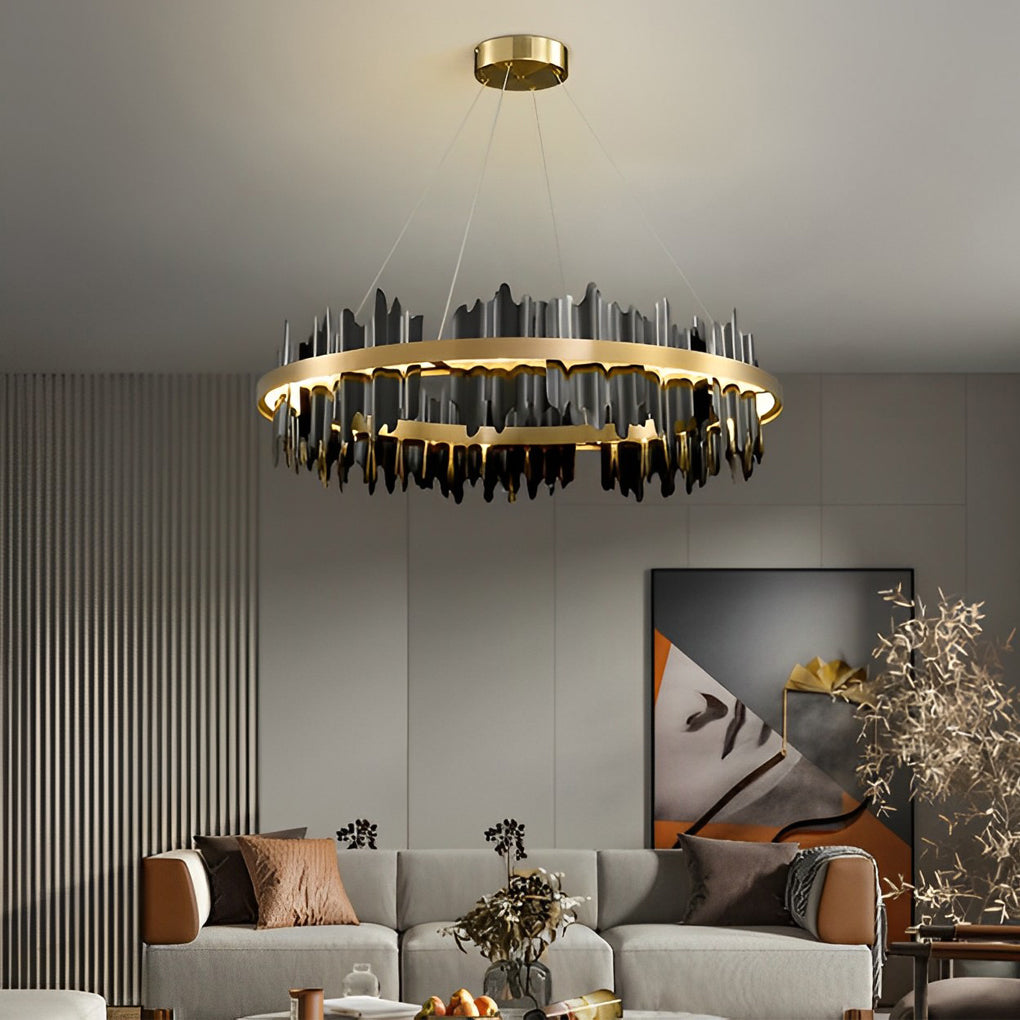 Danae - Metal Leaf Round Chandelier