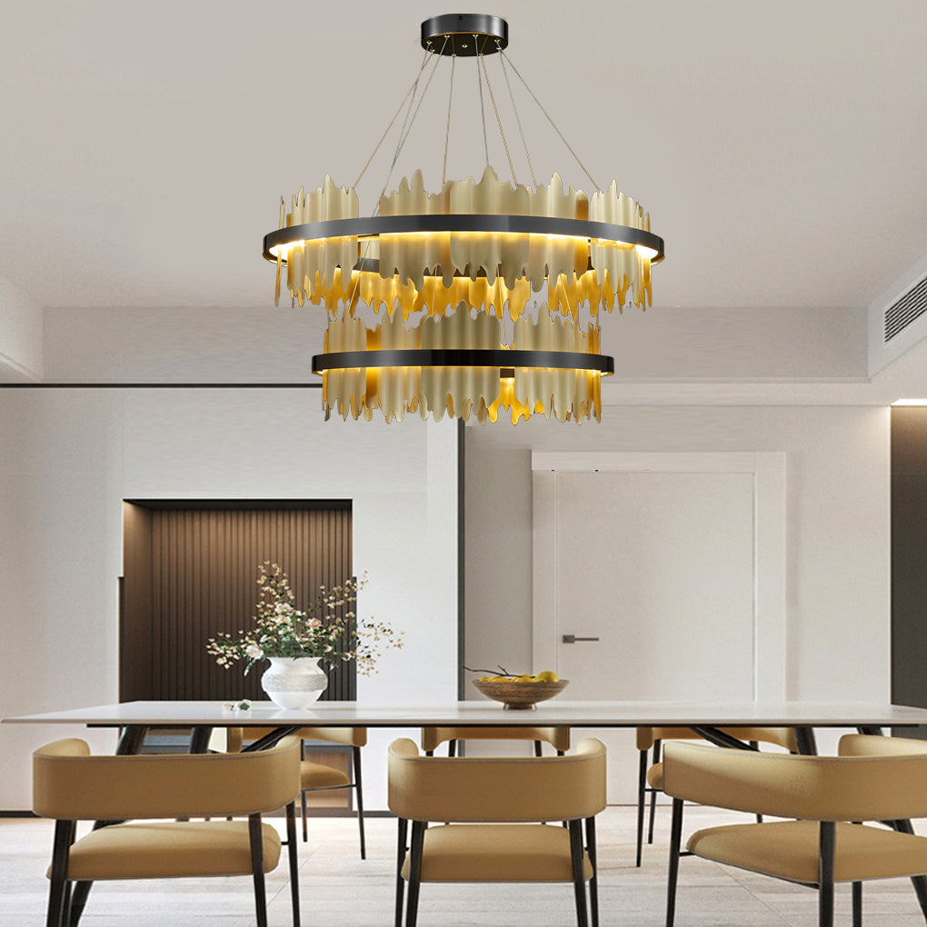 Danae - Metal Leaf Round Chandelier