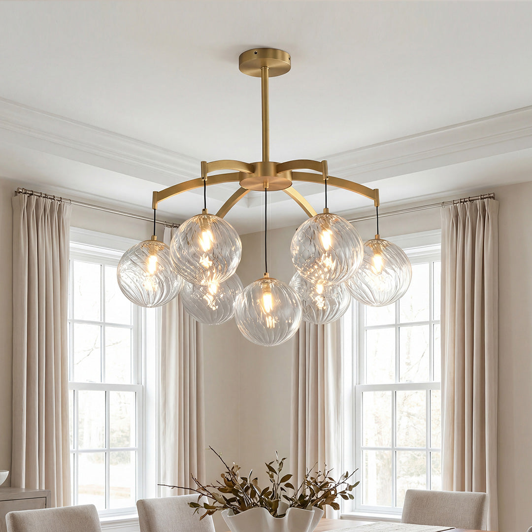 Lysandra - Brass and Glass Globe Chandelier