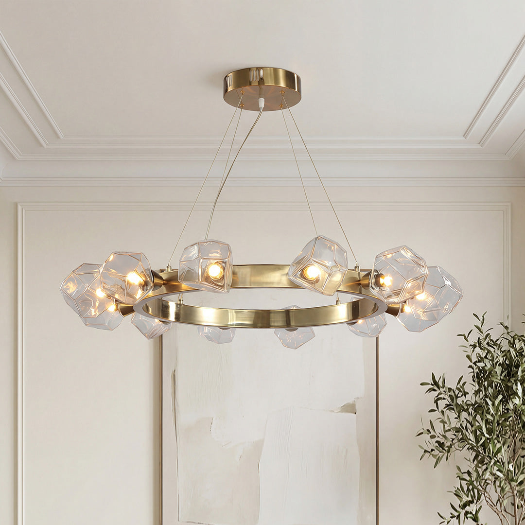Praxis - Gold Ring Glass Chandelier