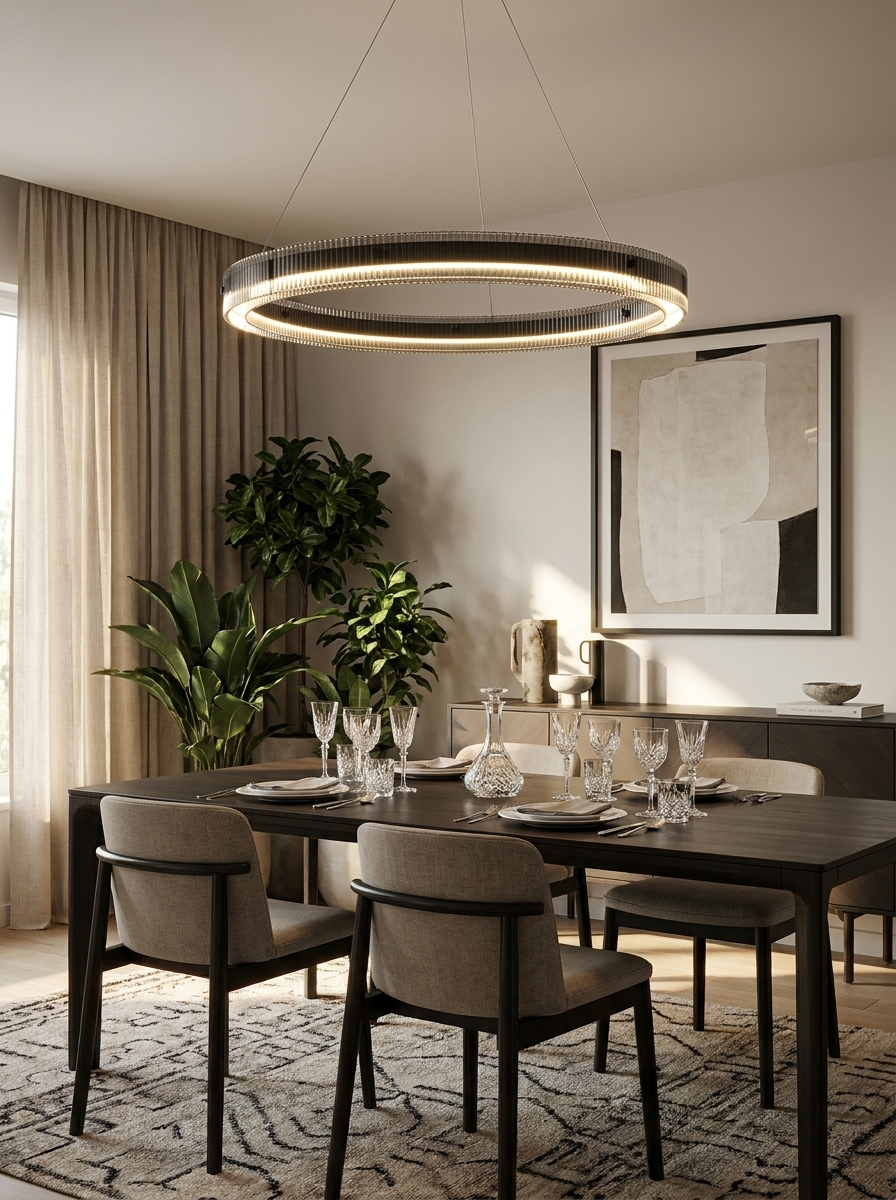 Nestor halo ring pendant showing the clear band of light inside the black ring