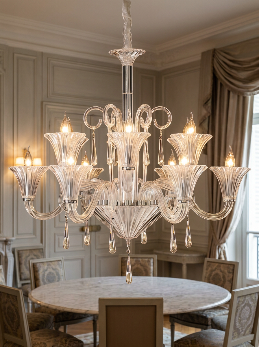 Hylas chandelier design and materials close up